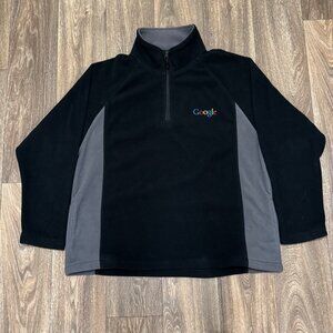 VTG Google Fleece 1/4 Zip Pullover Men's XL Black Embroidered Employee Y2K 00s